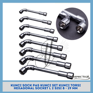 KUNCI SOCK PAS KUNCI TORSI HEXAGONAL SOCKET L 2 SISI 8 - 19 MM Kunci Sok L Socket Wrench