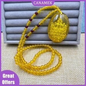 CANAMEK✨ Inner Carved Heart Sutra Thousand Hand Guanyin Golden Amber Intaglio Pendant Necklace Fashion Jewelry Mothers Day Gift