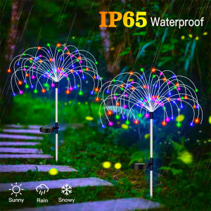 (1PCS/2PCS) 90/120 LED Solar Waterproof Fireworks Light Strin Garden Decorative Lamp Ground Plug Lawn Lamp