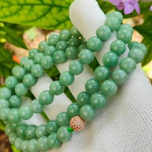82 Green 9mm Beads Natural Type A jadeite Jade as Necklace or Bracelet certificate weighs 103.22 grams - 90 % Perfect (bracelet39)