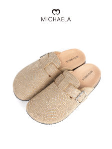 MICHAELA Rhinestones Suede Clogs Comfy Cork Footbed Ergonomic Non-Slip Casual Slippers SH7527161 CX