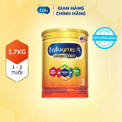 Sữa bột Enfagrow A+ NeuroPro 3 Vị thanh mát 2FL HMO với dưỡng chất DHA & MFGM cho trẻ từ 1–3 tuổi – 1.7kg