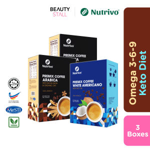 [Bundle 3 Box] Nutrivo Luscious Coffee Arabica with Sacha Inchi / Keto Coffee White Americano with MCT Oil [HALAL] Instant Coffee