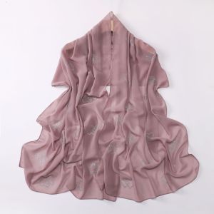 Jifang Shimmer ผ้าคลุมไหล่ผ้าชิฟฟ่อนรูปดาวหัวใจซ้อนกันผ้าคลุมไหล่ผืนยาวผ้าฮิญาบมุสลิมสไตล์รายะผ้าพันหัว WC71