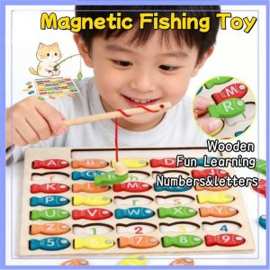 Magnetic Fishing Game Wooden Alphabet Number Puzzle Early Educational Toy Intellectual Development