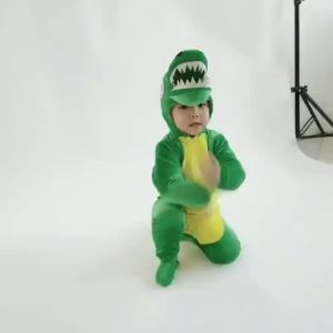 90-180cm Children Cartoon Dinosaur Cosplay Jumpsuits Pink Green Kids Adults Halloween Animals Tyrannosaurus Rex Cos Dress Up2026