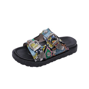 [Free Shipping] Summer Fashion Dark Style Toga Metal Sandals New WomenS Rivet-Embellished Thick-Soled Casual Flip-Flops Beach Sandals