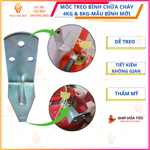 Móc sắt treo bình chữa cháy bột ABC 4kg và 8kg - Tiện lợi chắc chắn  tiét kiệm không gian