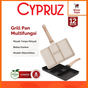 CYPRUZ Multi Grill Egg Pan Square Granite Diecast Wajan Telur 4 Lubang (Anti Lengket Multifungsi)