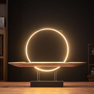 Đèn Led Vòng Hào Quang Kệ Gỗ Ánh Sáng Vàng Ấm Đèn Tràng Trí Decor