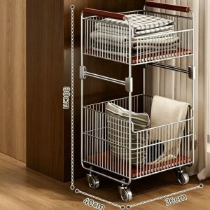 Sacesr Large Dirty Laundry Basket Minimalist Stainless Clothes Storage Basket Portable with Wheels Laundry Baskets Useful Furniture 5B9Z4