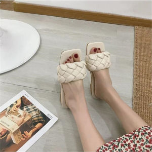 New Ins Fashion Womens Flat Slippers Woven Pattern Home Outdoor Shopping Holiday Lady Sandals Simple Lazy Slides Flip Flops