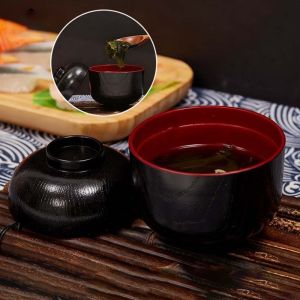 TI9P Có bìa Bát súp miso Đồ dùng ăn uống Truyền thống Bát súp có nắp  Phục vụ cơm Bát cơm Nhật Bản Phụ kiện nhà bếp