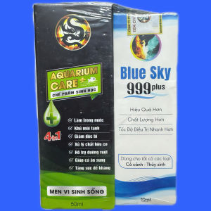 Mua 1 Tặng 1 - Blue Sky 999 Plus 10ml Tặng 1 Men Vi Sinh Aquarium Care 50ml Làm Trong Nước Bể Cá
