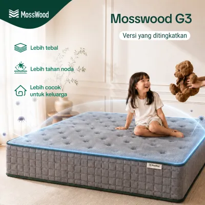 [New]MossWood Guard G3 Kasur Latex Antibakteri Antitungau Springbed Pocket Spring 28cm lantai matras Free Bantal Garansi 30