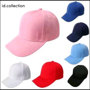 Topi Polos Dewasa Banyak corak warna Bahan Tuil Belakang pakai tali rel