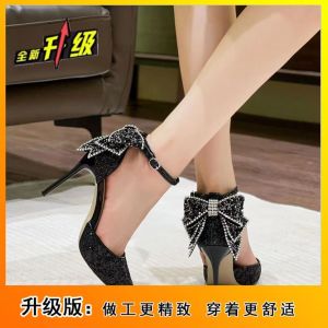 Free Shipping Silver High Heels New Spring/Autumn Collection Sequined Crystal-Embellished For Wedding Gowns And Formal Dresses Versatile For Both Bridal And Wedding Occasions