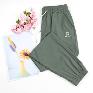 HUIESON กางเกงกีฬาผ้าไอซ์ซิลค์กางเกงผ้ายืดกางเกงผู้หญิงลำลองกางเกงแห้งเร็วหลวมกางเกงครีมกันแดดบางผู้หญิงกางเกงผูกขา