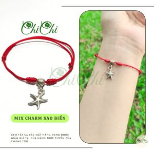 Vòng Tay Lắc Đeo Tay Dây Chỉ Đỏ May Mắn Mix Charm Sao Biển - MS063