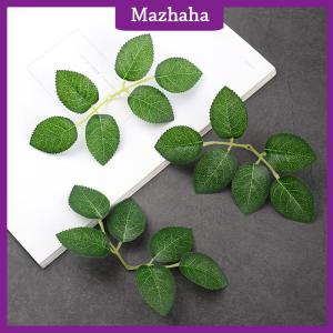 Mazhaha 10/30/50pcs กุหลาบใบเทียมสีเขียวกุหลาบปลอมใบ DIY CRAFT