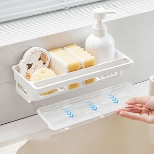 Kitchen Sink Sponge Storage Rack Towel Soap Brush Storage Rack Drainage Rack Wall Mounted Shelf Multi-functional Rack