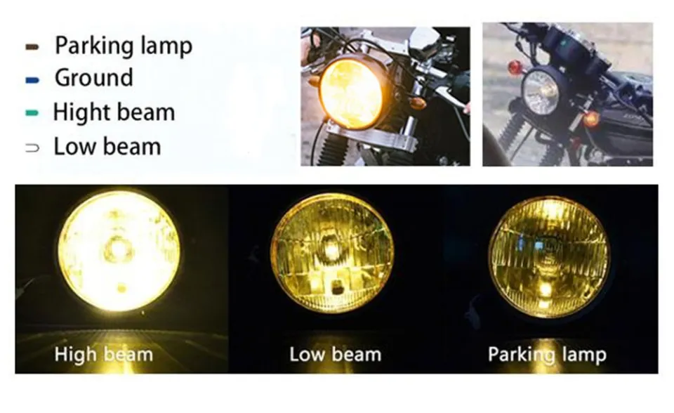 Unbranded 6.5 Inch Universal Round LED Motorcycle Headlight – Hi/Lo Beam With Halo Ring (800LM, 6500K)