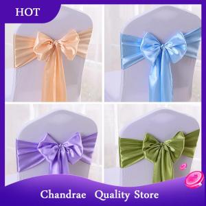 [Chandrae] Colourful Satin Sash Wedding High Quality Chair Bow For Chair Covers Sash Birthday Party Hotel Show Decoration Wholesale
