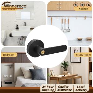 [Winnereco Flagship Mall] Aluminum Alloy Handle Lock with Key Entry Door Lock Reversible Right Left Sided Doors for Room Office Bedroom Home Privacy