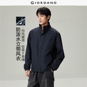 GIORDANO Men Jackets Stand Collar Windbreakers Flap Pocket Windproof Zip Front Fashionable Casual Loose Jackets 13076909