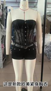 New European and American Court Style Corset   Corset Semi-Transparent Shapewear with Breast Cups   Black and white lace summer #