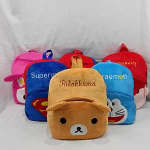 Sampai7an T76-B / Tas Ransel Anak Sekolah Kekinian Bahan Kain Beludru Tas Punggung Motif Karakter Kartun Lucu / COD