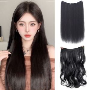 OMQAIO Trọng lượng nhẹ Tóc Thẳng lượn sóng dài Tổng hợp Siêu mỏng Tóc nối một mảnh Tự nhiên Lông mịn Tóc giả hình chữ V vô hình Phụ nữ