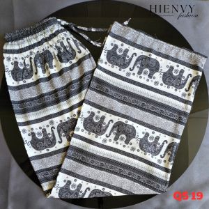 Quần lanh dài thổ cẩm quần ống rộng(BIGSIZE 40-60kg dài 98cm)