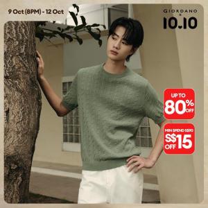 Giordano Men Crewneck short sleeve cable knit sweater Free Shipping 01055302