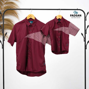 Fadsan Kemeja Koko Batik Couple Ayah dan Anak Cowok Tangan Pendek Splash Series