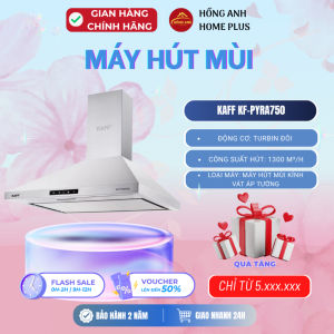 Máy hút mùi Kaff KF PYRA750 inox kính đen công suất 1300 m3 h thiết kế hiện đại sang trọng