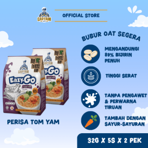 Captain Oats Eazy-Go Tom Yam Oats Porridge 32g x 5 sachets (Expiry Date: 02/06/2027)