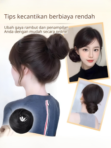 Sanggul Sarang Burung Kepala Wig Berbulu Lingkaran Wig Kepala Pil Berbulu Malas Cincin Artefak Rambut Tenun Wanita