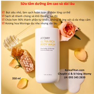 Sữa tắm siêu giàu chất dưỡng ẩm cùng hương hoa chùm ngây thơm ngát tươi mới 350ml- Atomt Ultra Rich Body Wash - 애터미 울트라 리치 바디 워시 - Атоми Ультра Рич Бади Гель для душа