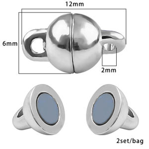 2 Bộ Móc Từ Tính Tròn Chắc Chắn Phù Hợp Với Vòng Tay Đầu Nối Vòng Cổ Để Làm Đồ Da Vòng Tay Vòng Cổ Làm Trang Sức