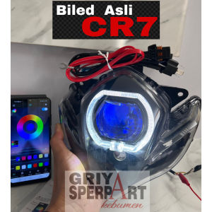 Lampu depan custome satria fu barong biled ASLI projector CR7 devil RGB + Relay