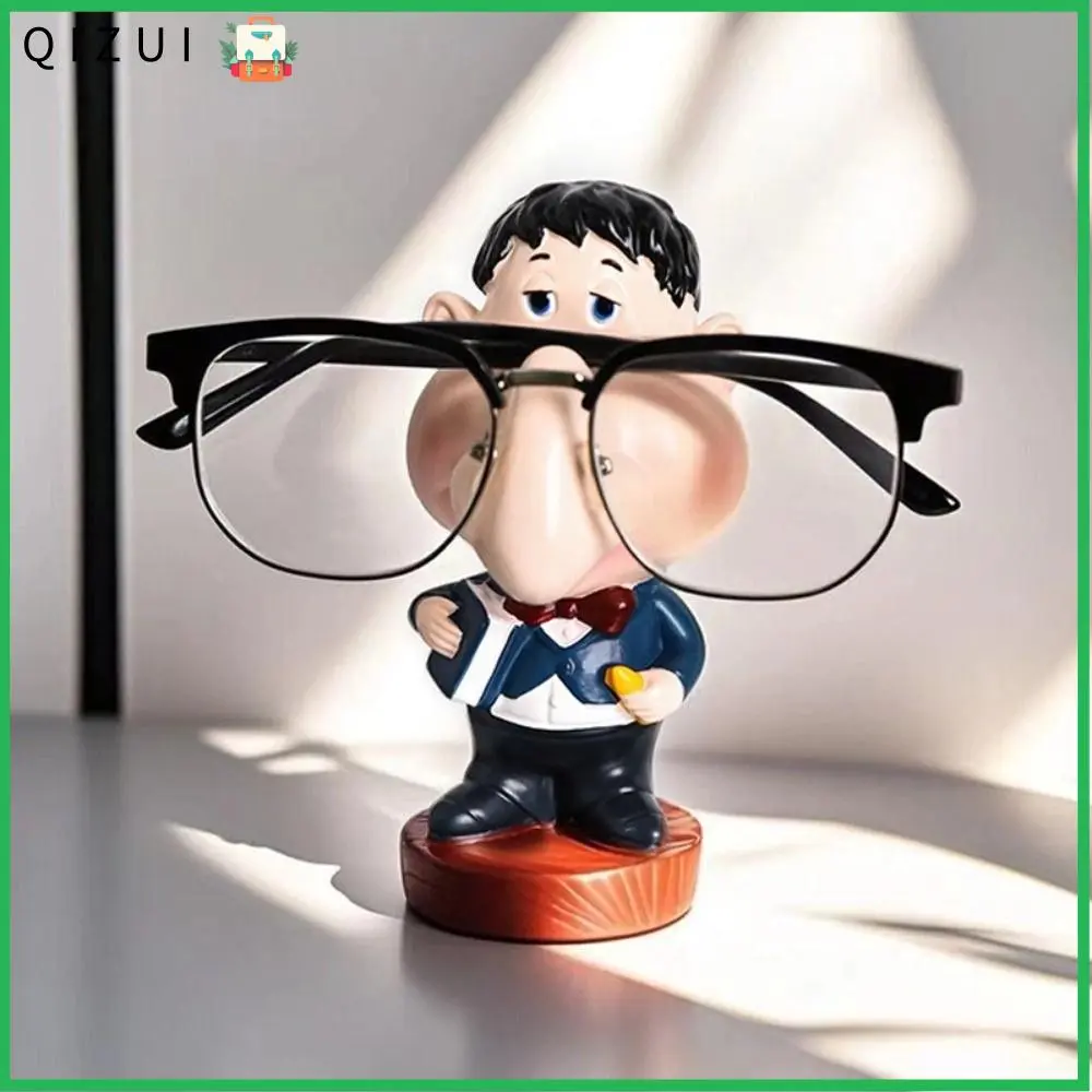 QIZUI Vinyl Eyeglass Holder Decorative Nose Smile Design Eyeglass Rack Unique Glasses Display Stand Office Desk