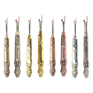 2ชิ้นแนววินเทจตะเข็บโลหะสำหรับถอดด้ายเย็บที่จับแสนสบาย