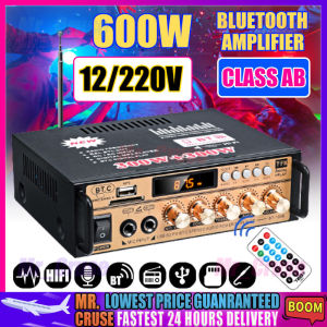 🇵🇭 2000W AV-668BT Bluetooth Stereo Amplifier 12V/220V 2CH With Luminous Knob HIFI Audio Amplifier Car/Home Karaoke Digital MP3 Player