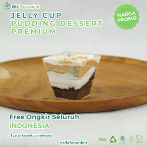 Jelly Cup Kotak Pudding Gelas Agar-agar Mini Dessert Food Grade Isi 50 PCS