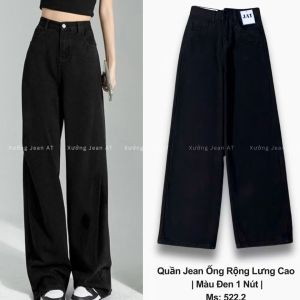 Quần Jean Nữ Suông Đỏ Mận Ống Rộng Lưng Cao Vải Xịn May Kỹ
