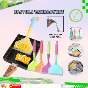 Spatula Tamagoyaki Anti Lengket Sutil Sillicone Datar Silikon Food Grade Codet Silicon Tahan Panas