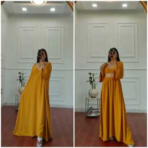 FASHIONGRAMM-Shopia Katan Dress Muslimah Gamis Cringkle Airflow Gamis Viral 2023 Ramadhan Sale Gamis Terbaru Lebaran 2023