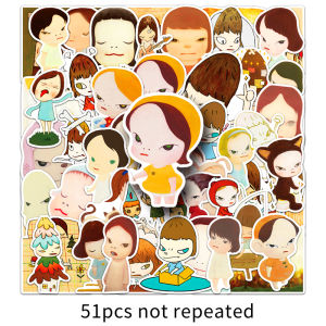 51PCS Yoshitomo Nara Sticker Hand-Painted Personality Doodle Big Head Kids Creative Decoration Laptop Skateboard Toy Scooter Waterproof Sticker