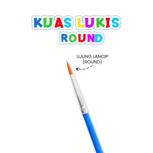 BBF Gallery - Kuas Lukis Cat Air Ujung Flat & Round Kuas Brush Nylon Lembut